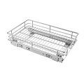 Kitchen storage cabinet system pull-out metal basket